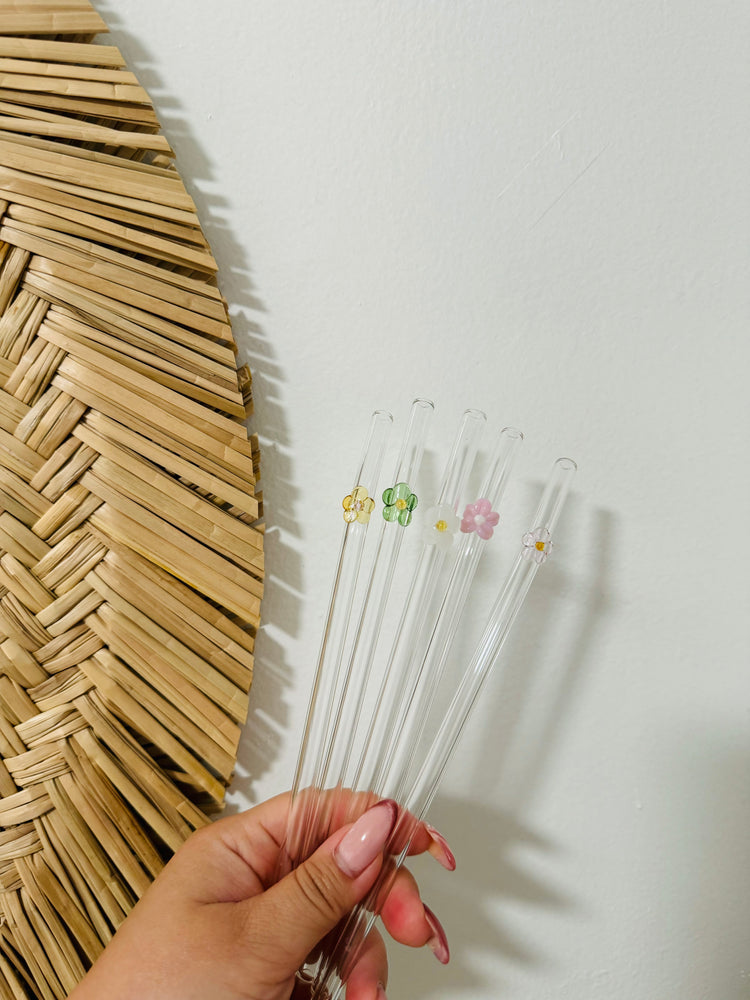 Flower Glass Straws