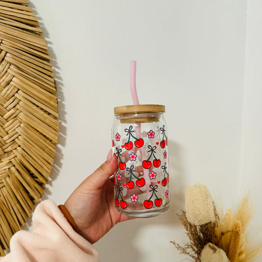 Cherry Blossoms Beer Can Glass