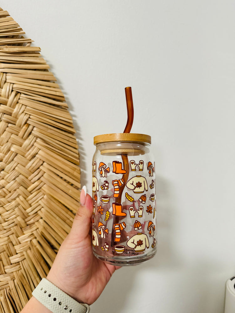 Fall Clothes Beer Can Glass