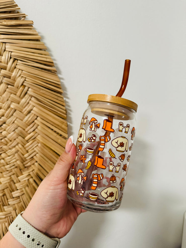 Fall Clothes Beer Can Glass