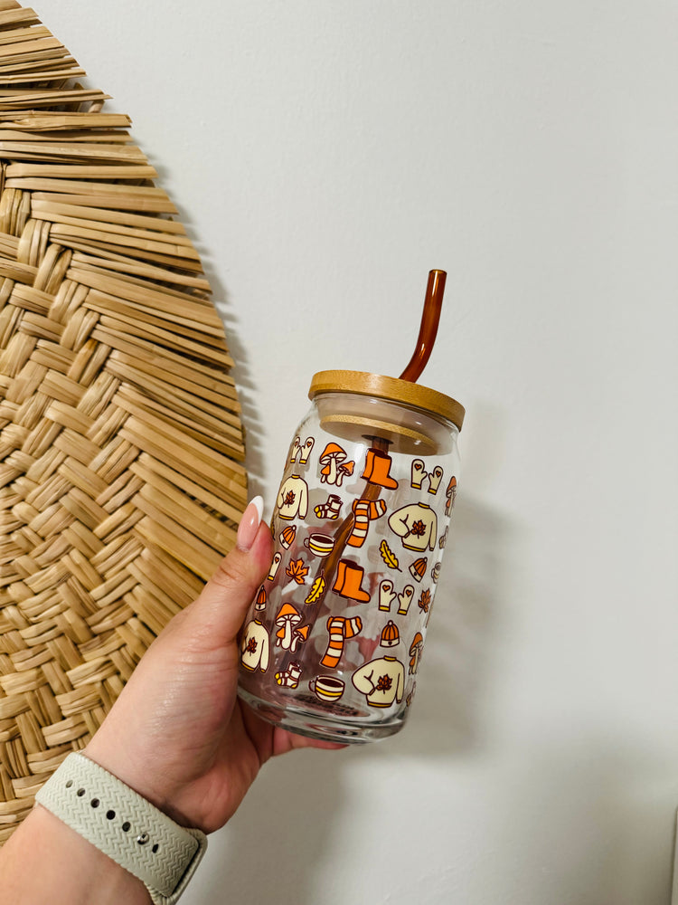 Fall Clothes Beer Can Glass