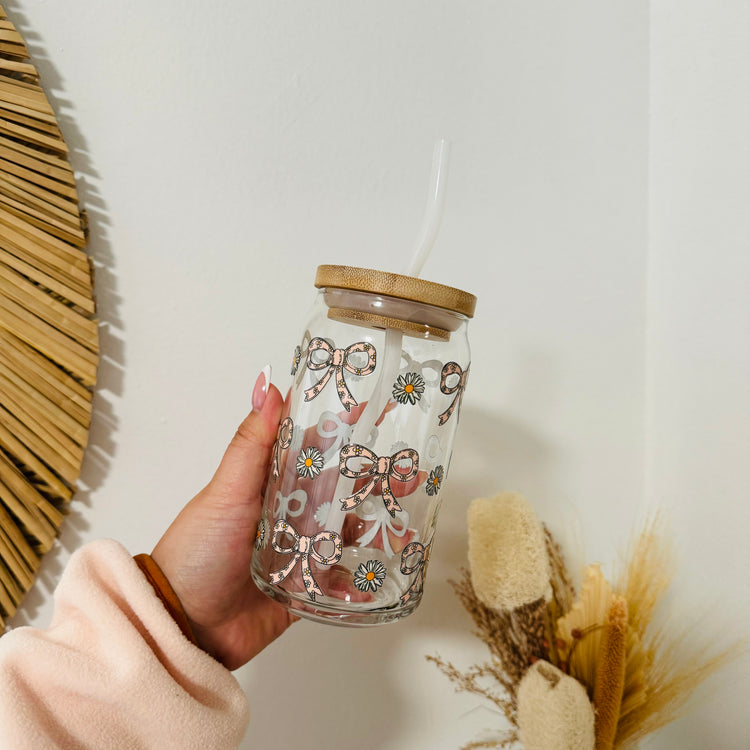 Daisies & Bows Beer Can Glass