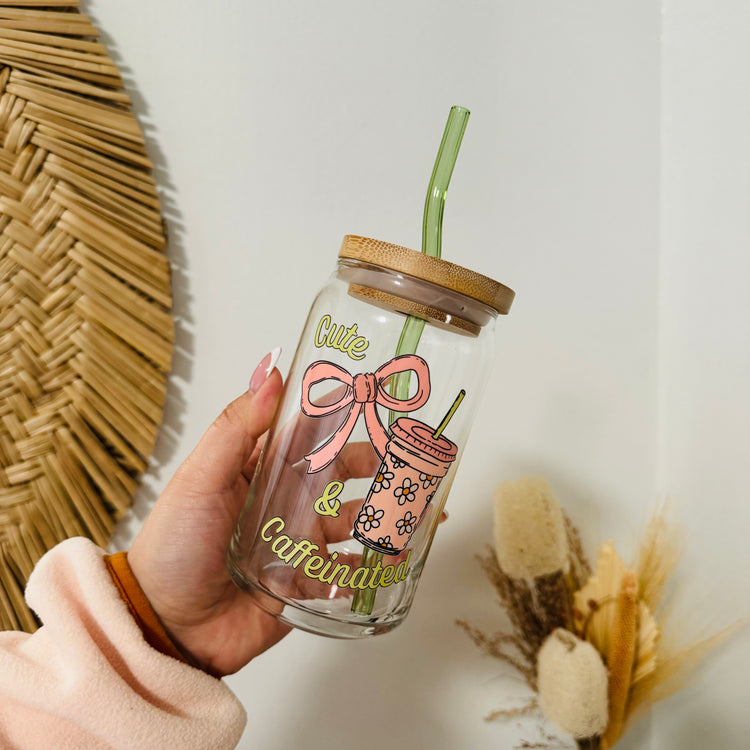 Cute & Caffeinated Beer Can Glass