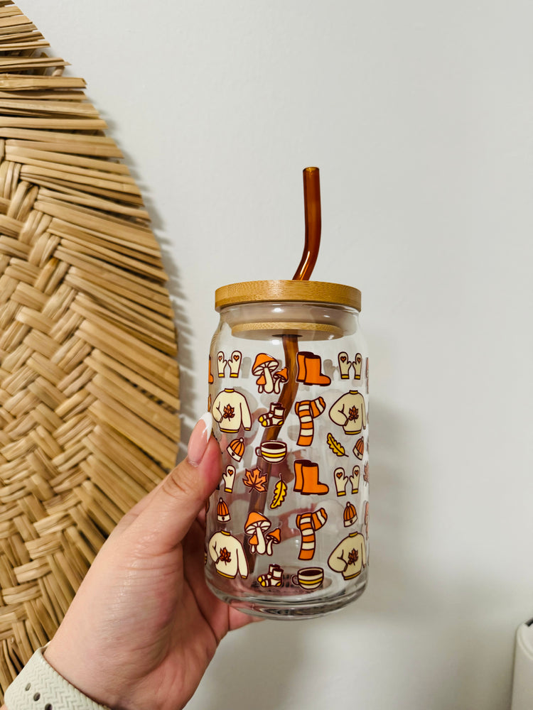 Fall Clothes Beer Can Glass