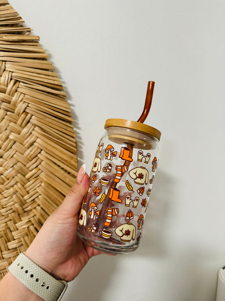 Fall Clothes Beer Can Glass