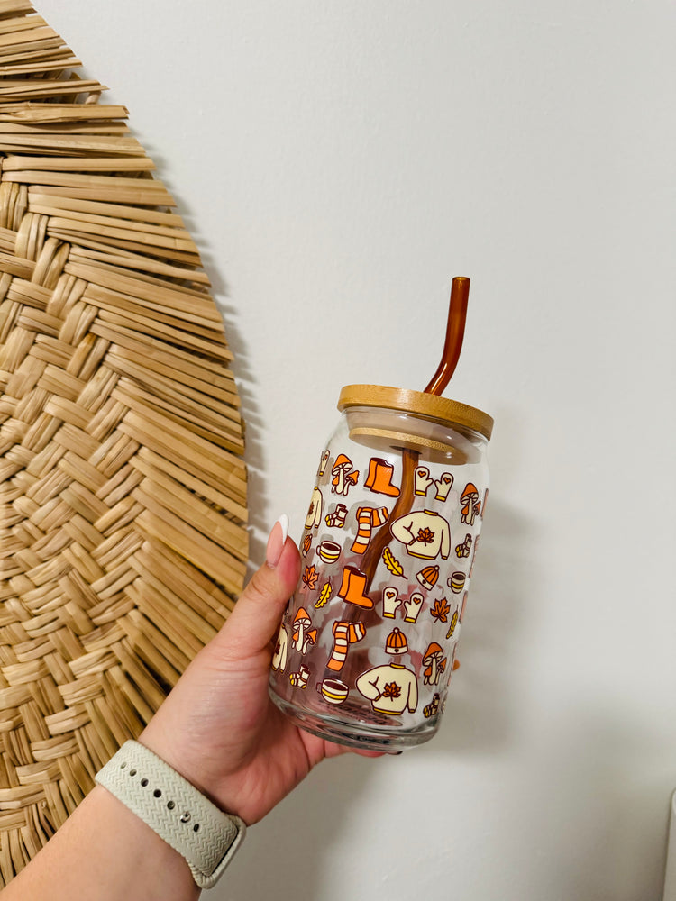 Fall Clothes Beer Can Glass