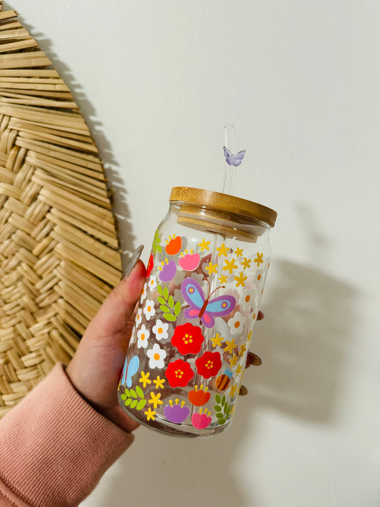 Spring Florals Beer Can Glass