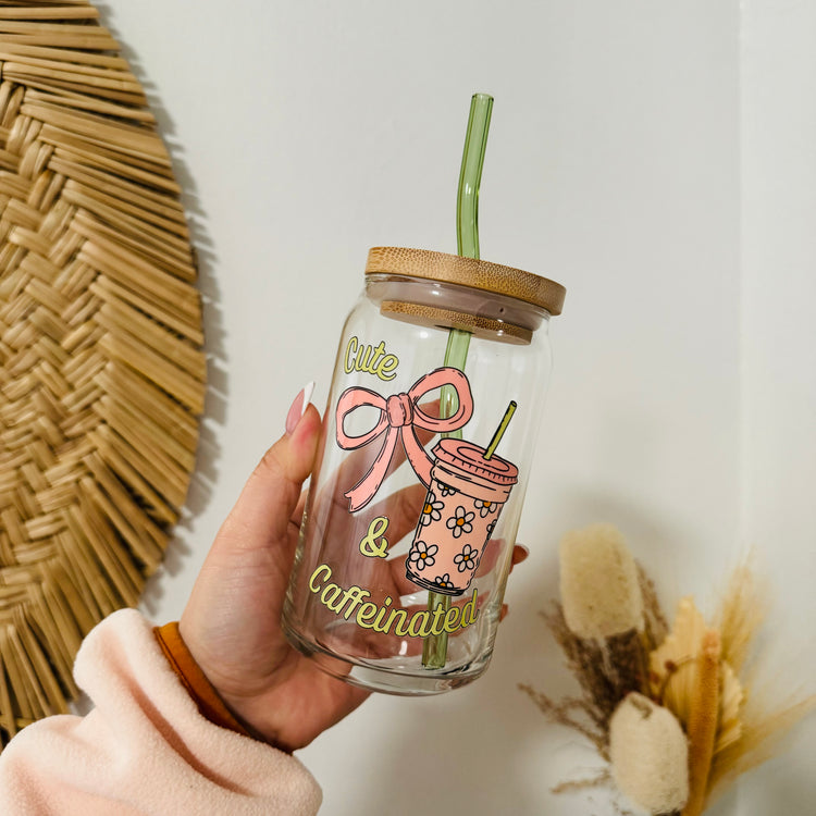 Cute & Caffeinated Beer Can Glass