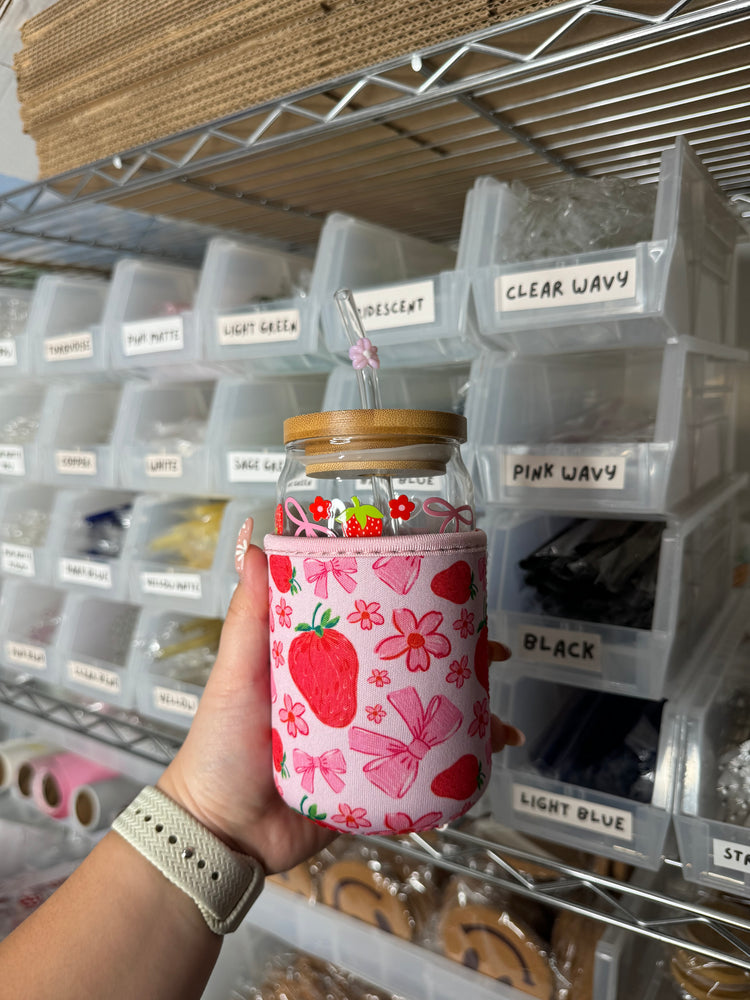 Strawberries And Bows Iced Coffee Sleeve