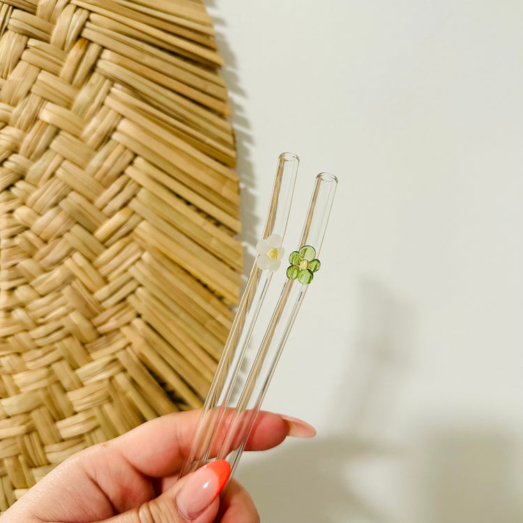 Flower Glass Straws