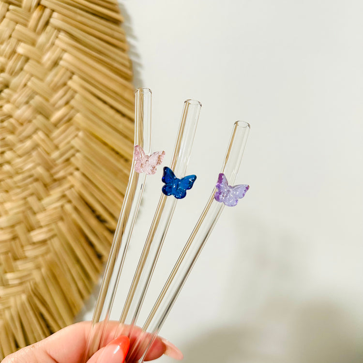 Butterfly Glass Straws