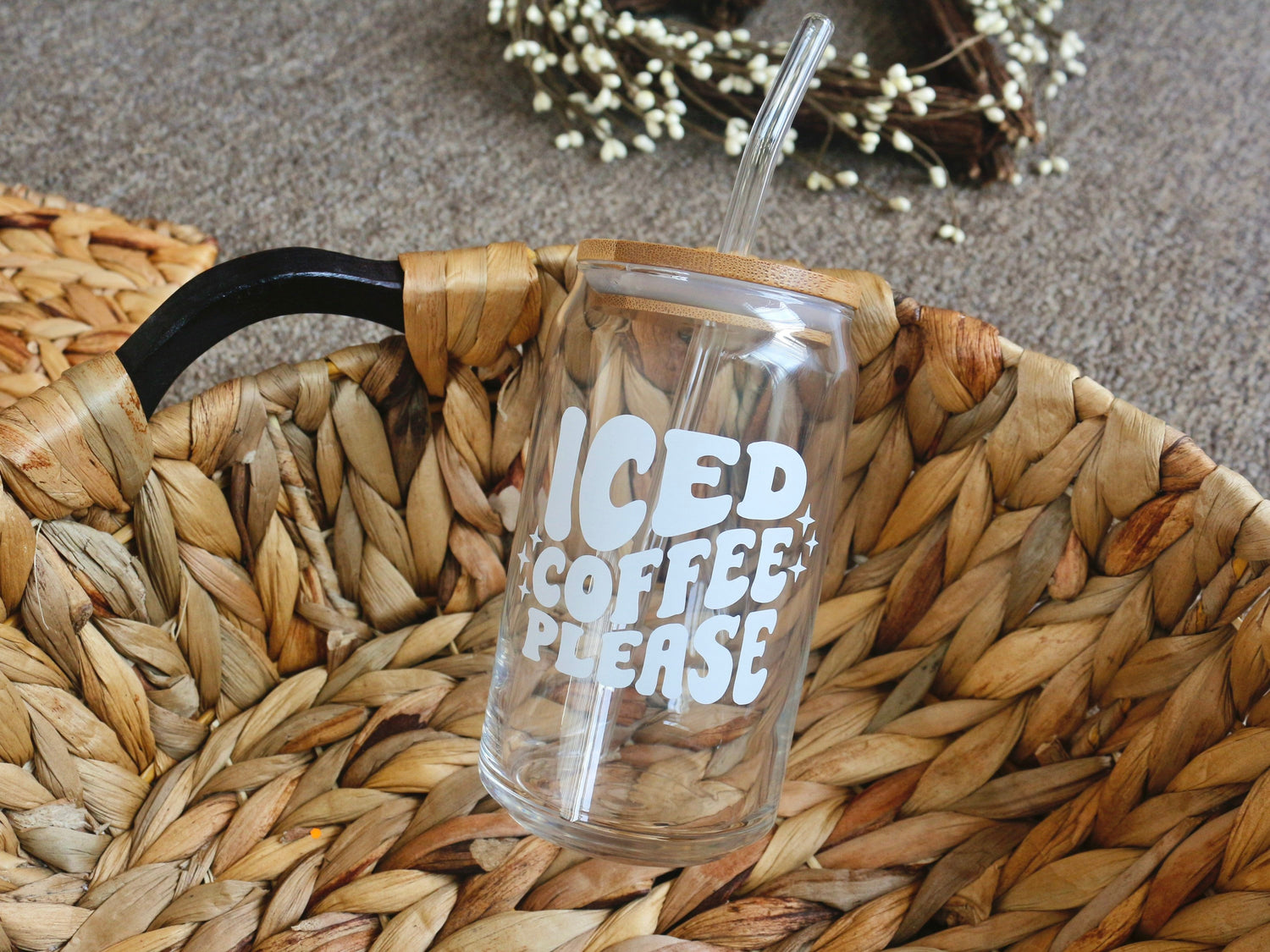 Iced Coffee Please Beer Can Glass
