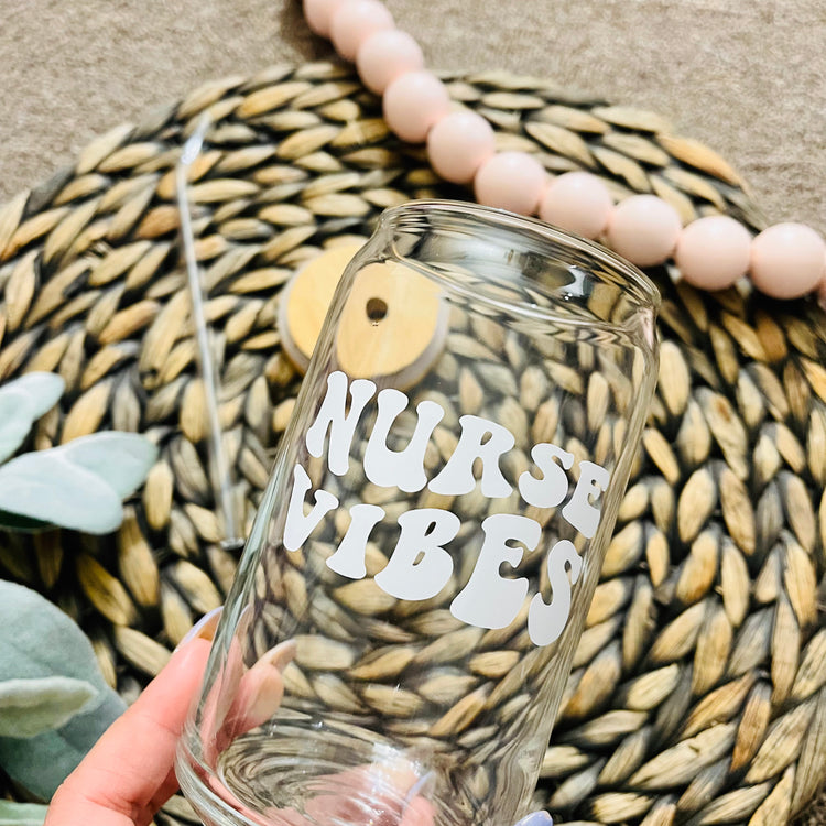 Nurse Vibes Beer Can Glass