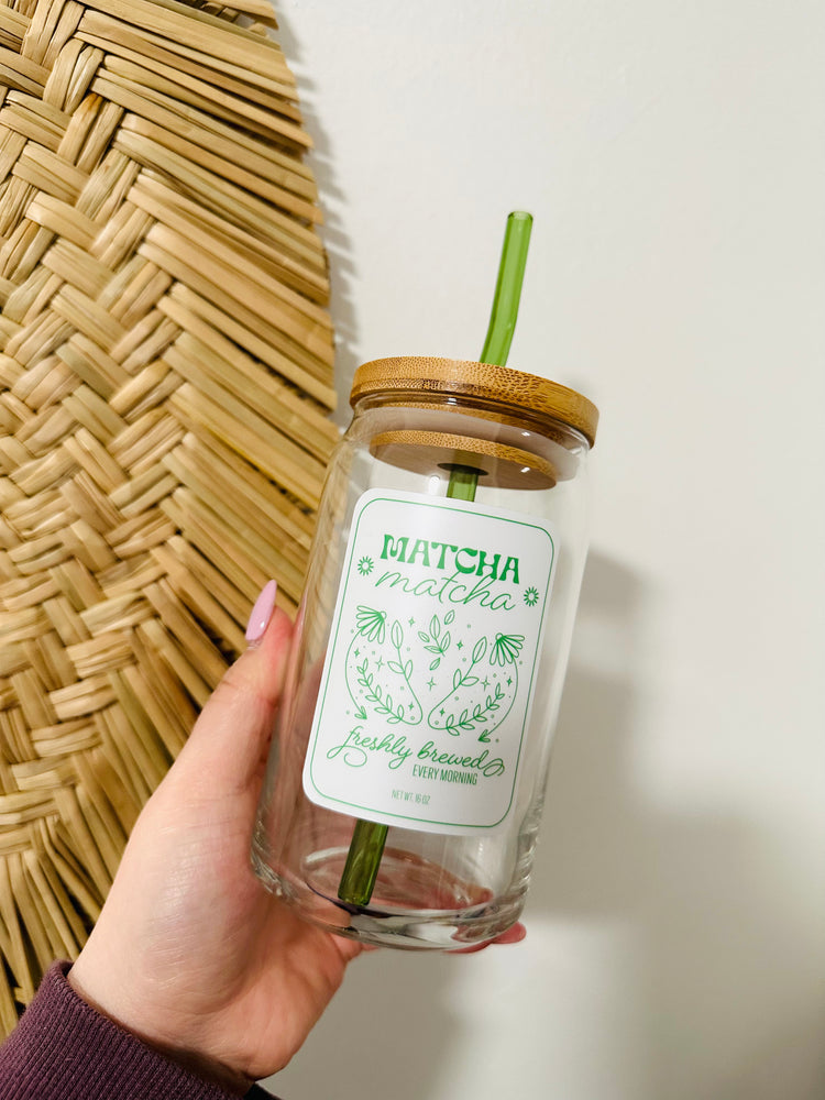 Aesthetic Matcha Beer Can Glass