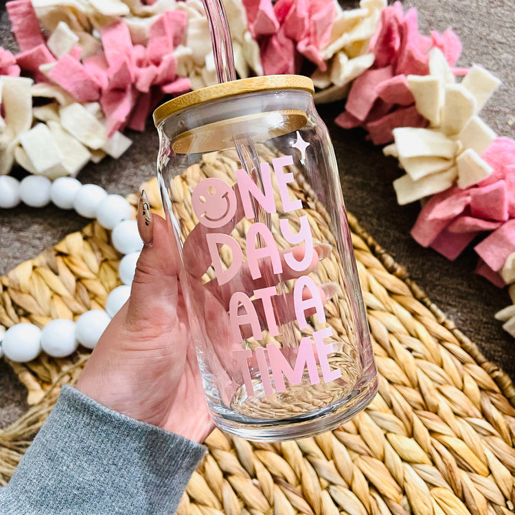 One Day At a Time Beer Can Glass