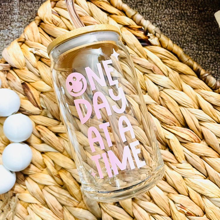 One Day At a Time Beer Can Glass